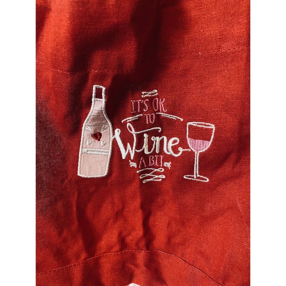 Kohls "It's Okay to Wine A Bit" Red and Pink Apron - Picture 2 of 3
